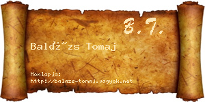 Balázs Tomaj névjegykártya